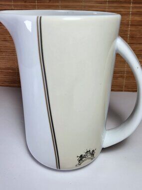 Cadbury Couture Ceramic Pitcher 7” White & Cream 6 Cup Capacity
